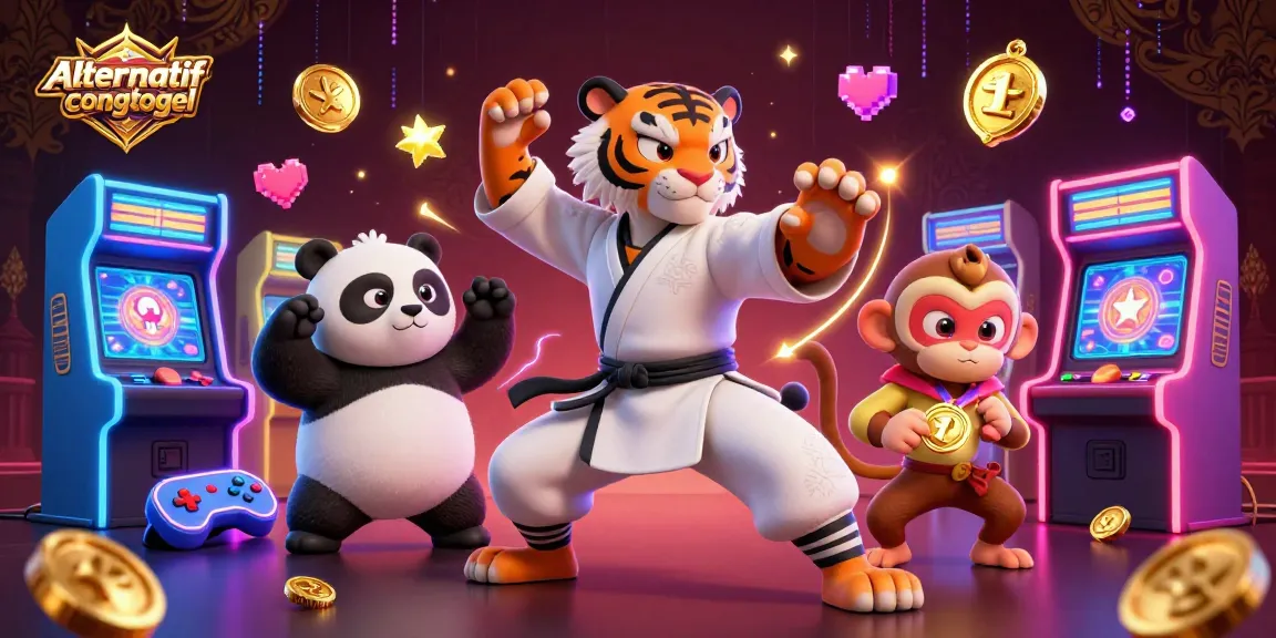 Engage with alternativcongtogel using this dynamic illustration of a kung fu tiger mastering gaming.