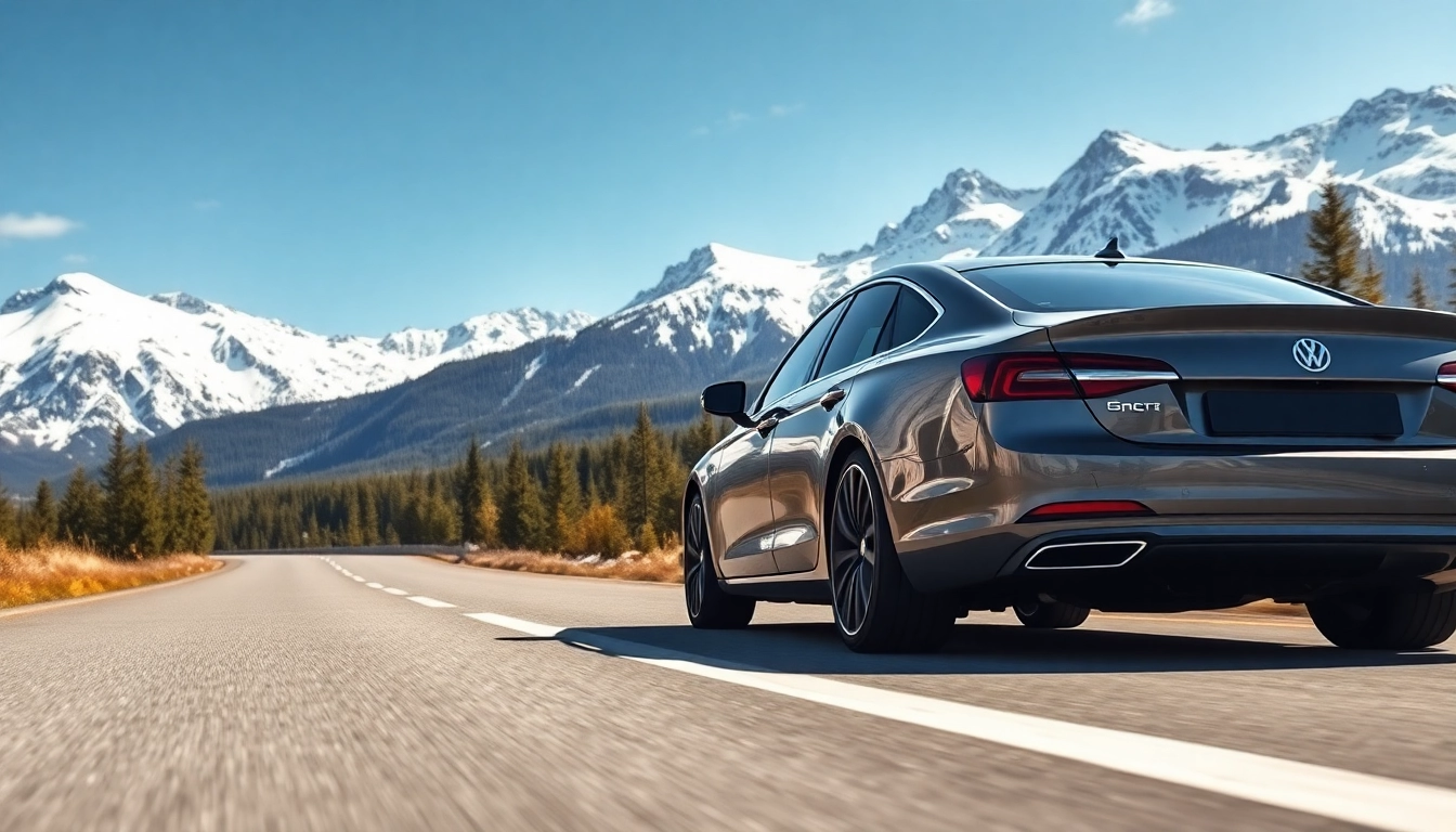 Experience premium car service from Vancouver to Whistler with a sleek luxury vehicle in a scenic setting.
