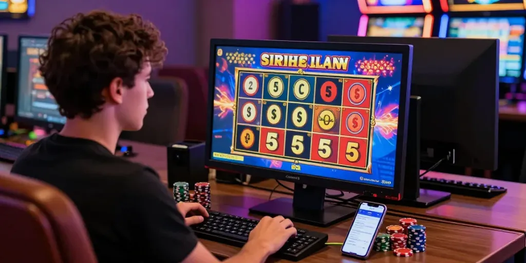 Player enjoying a slot jackpot game with vibrant graphics and casino atmosphere.