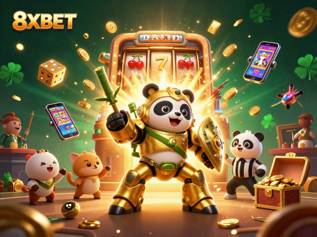 Experience thrilling gameplay at 8XBET with vibrant casino scenes and dynamic jackpots exploding with excitement.