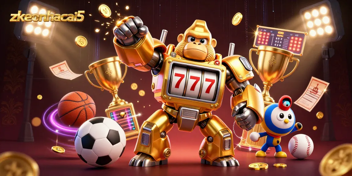 Engage with zkeonhacai5 in this vibrant 3D casino illustration showcasing thrilling sports betting action.