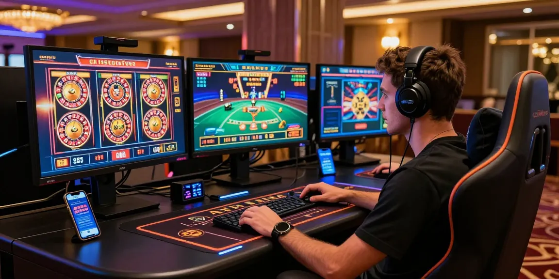 Player enjoying casino online games at a stylish gaming setup.