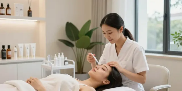 Augenringe entfernen durch professionelle Beratung in einem eleganten Schönheitssalon.