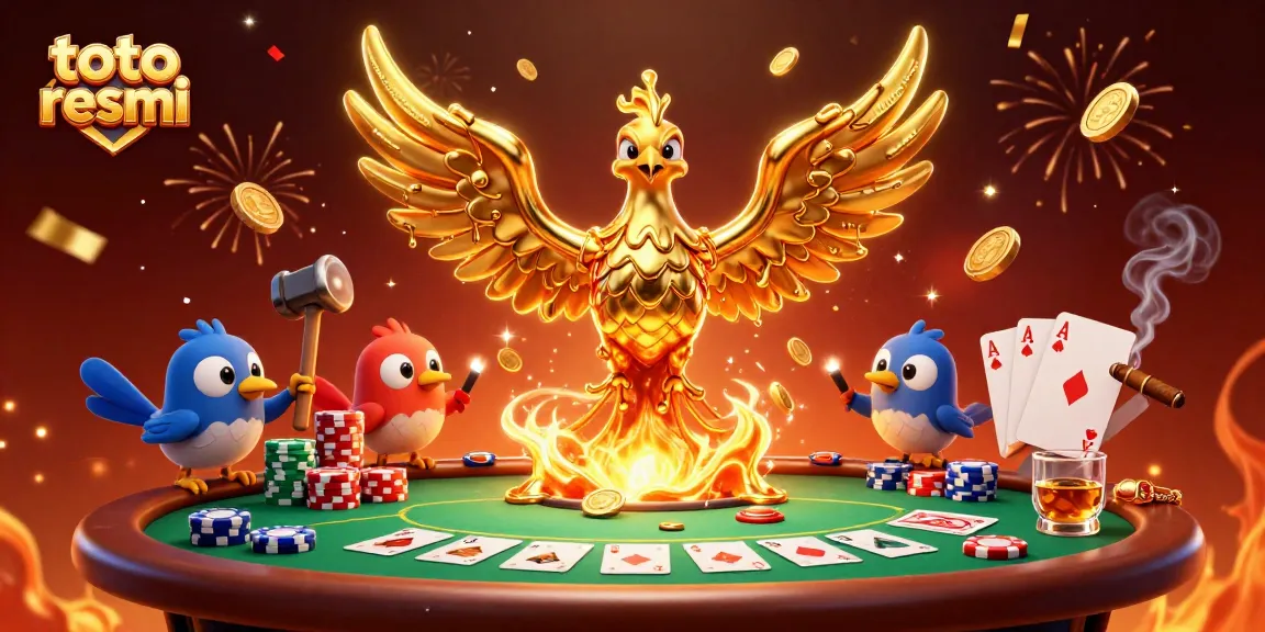 Menang di toto resmi sambil menyaksikan phoenix emas dan chip poker yang memukau.
