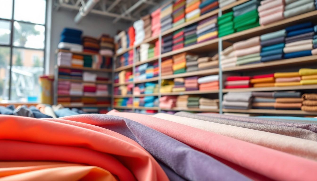 Bekijk molton per meter in een veelzijdige stofwinkel met verschillende kleuren en texturen.