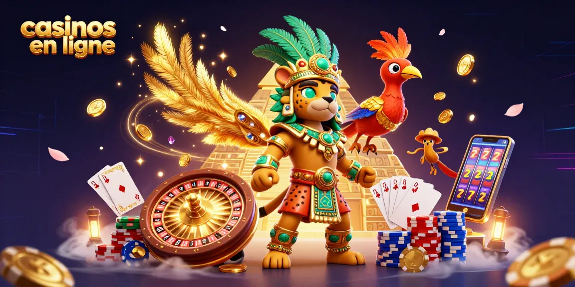 Découvrez l'univers des casinos en ligne avec cette illustration captivante, affichant des jeux de casino et des personnages colorés.