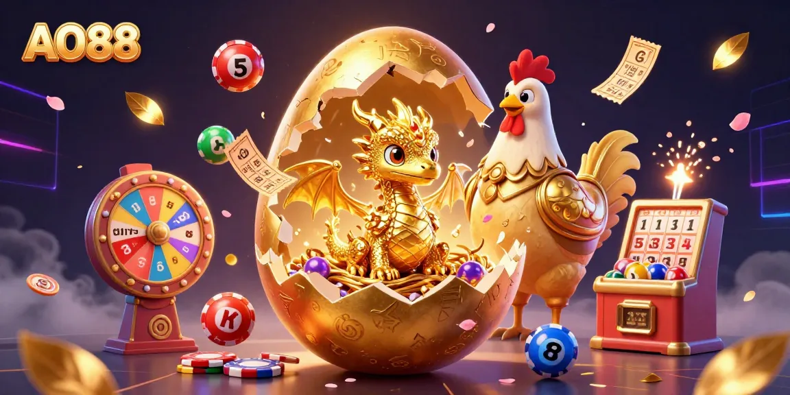 Engage with the AO88 casino magic featuring a golden dragon, poker chips, and vibrant gaming elements.