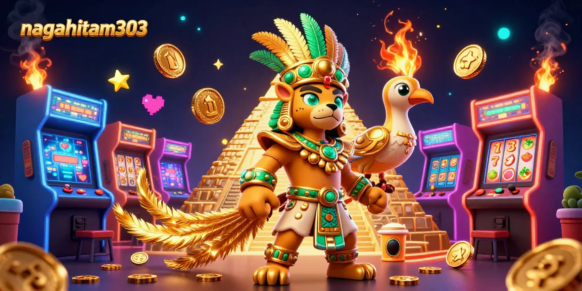 Nagahitam303 mempersembahkan ilustrasi kasino 3D yang dinamis dengan slot bertema, menyajikan jackpot dan simbol keberuntungan.