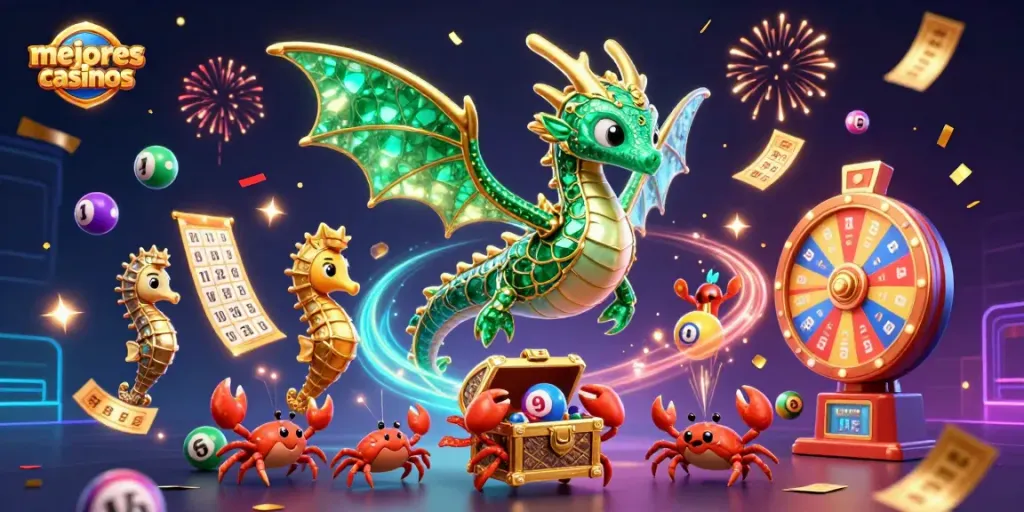 Descubre los mejores casinos con un dragón marino y elementos de juego vibrantes.