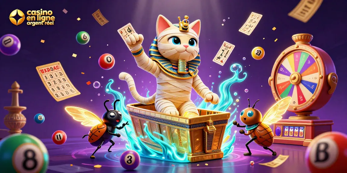 Profitez du frisson du casino en ligne argent réel avec un chat momie égyptien et des éléments de loterie spectaculaires.