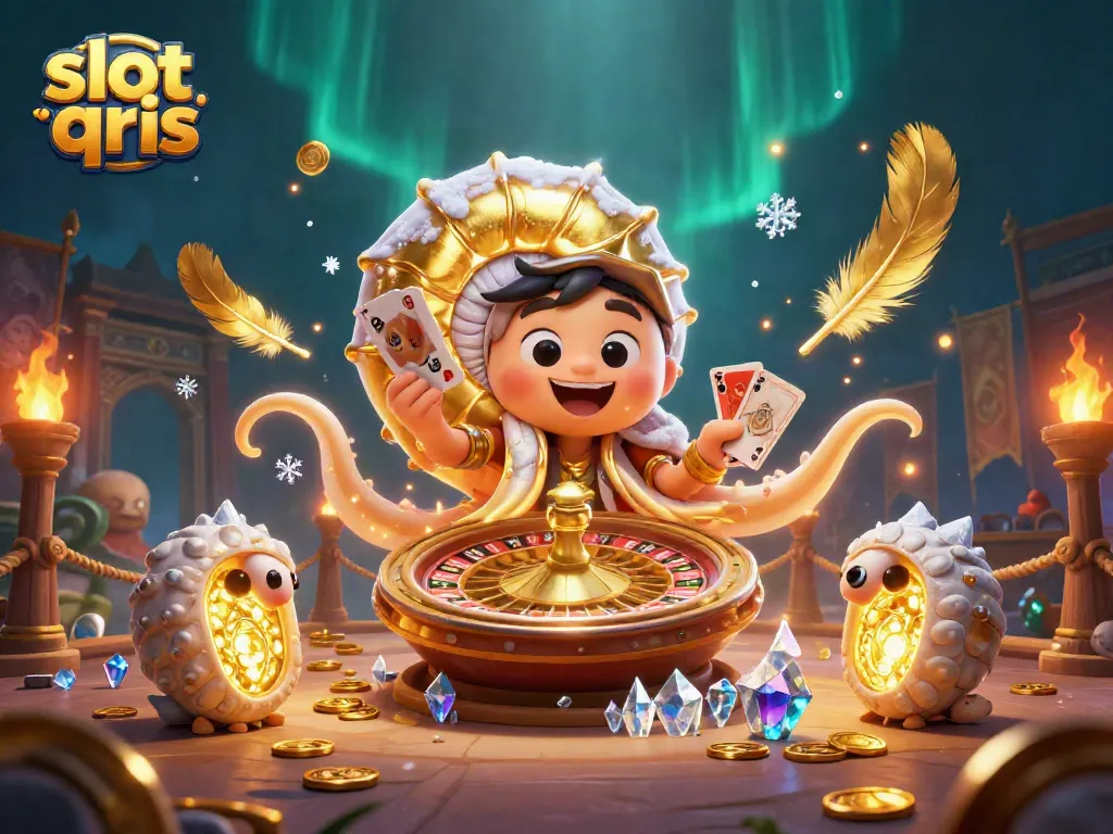Experience thrilling gameplay in slot qris with vibrant cards and gold coins amidst dynamic 3D elements.