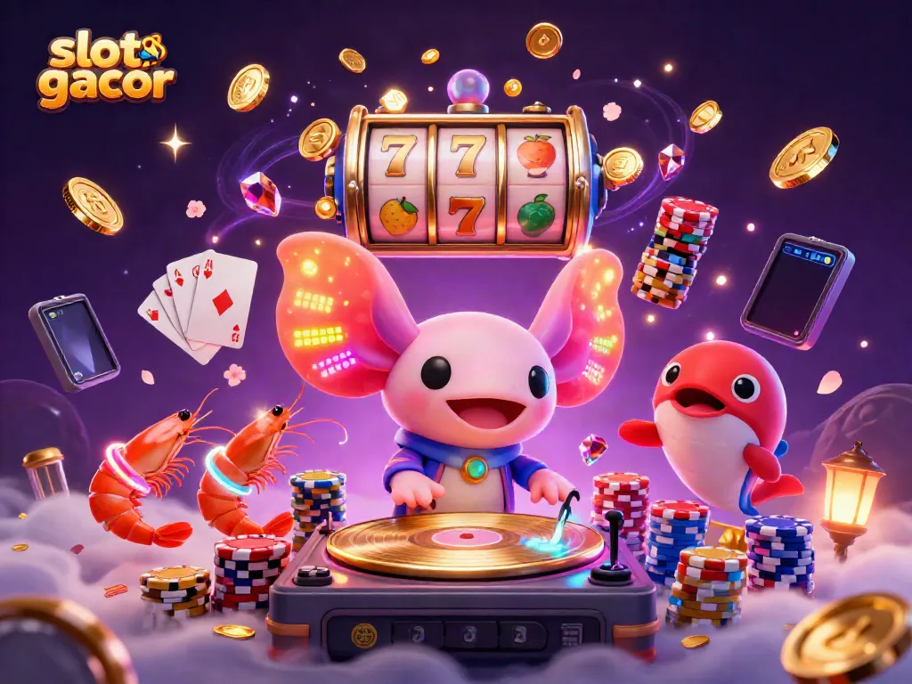 Experience the vibrant energy of slot gacor with neon characters enjoying a captivating gaming scene.