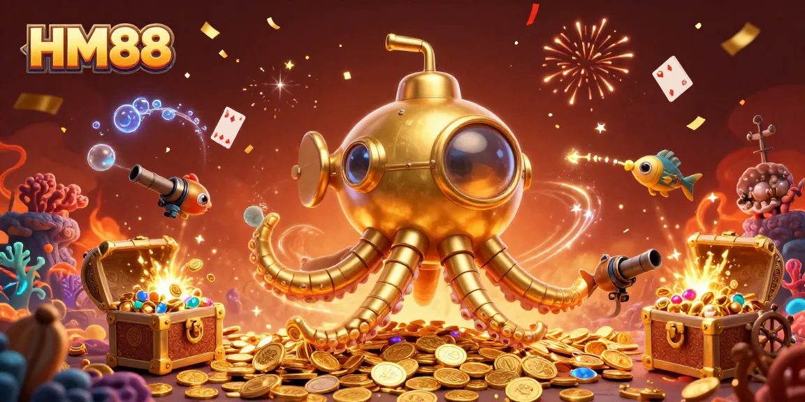Experience thrilling moments with HM88 in a vibrant underwater casino adventure filled with treasures.