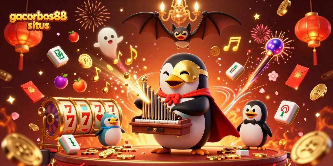 Experience exciting wins at gacorbos88 situs with a vibrant 3D casino illustration featuring playful characters and dynamic gaming elements.