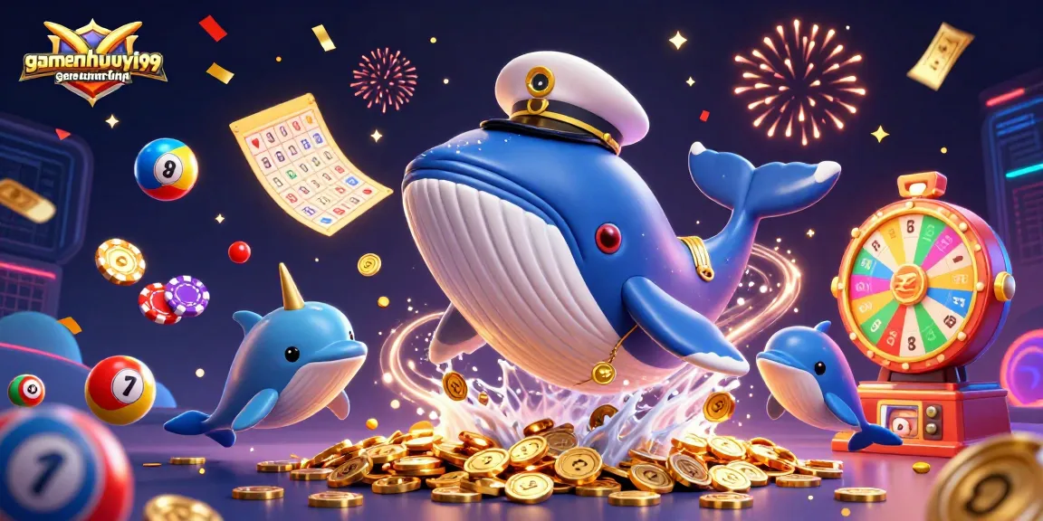 Engage with gamenohuuytin99 in this vibrant 3D casino scene featuring joyous marine characters.