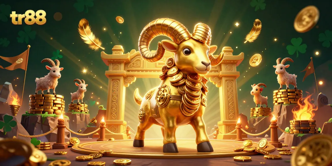 Experience excitement at tr88 with a charging golden ram and rich casino elements in a vibrant arena.