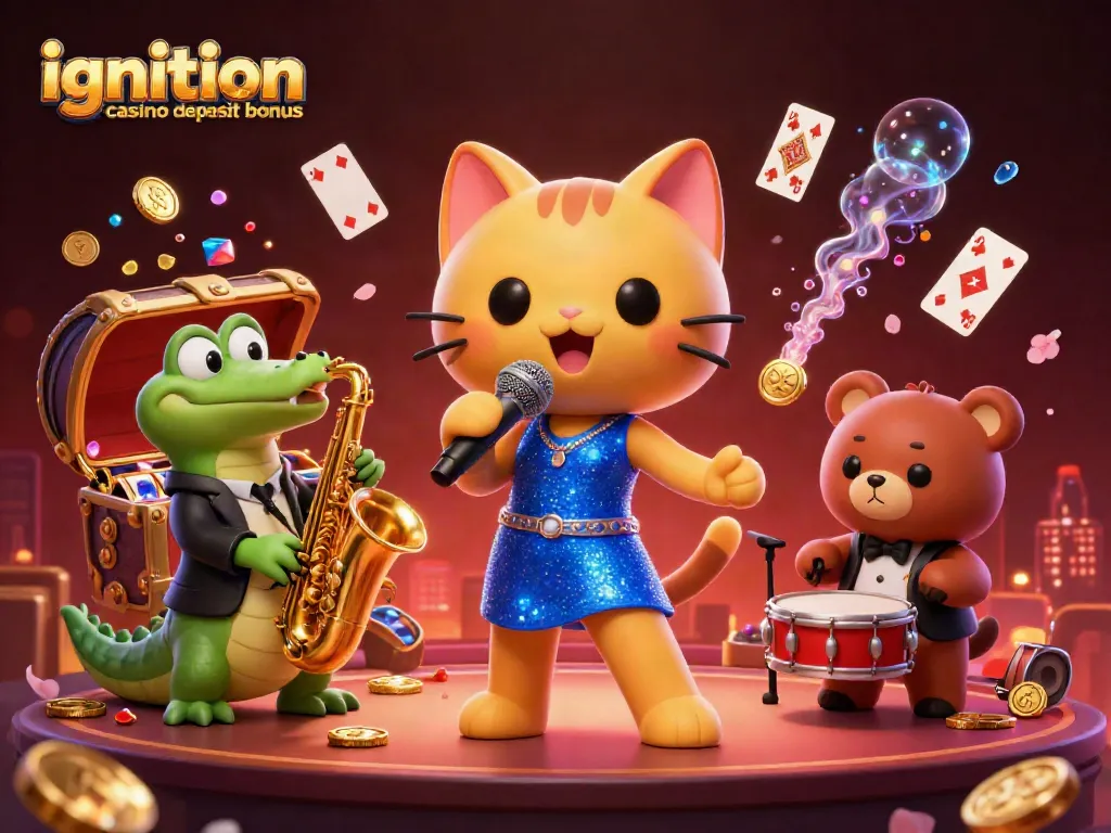 Enjoying the ignition casino no deposit bonus with vibrant casino characters in an exciting atmosphere.