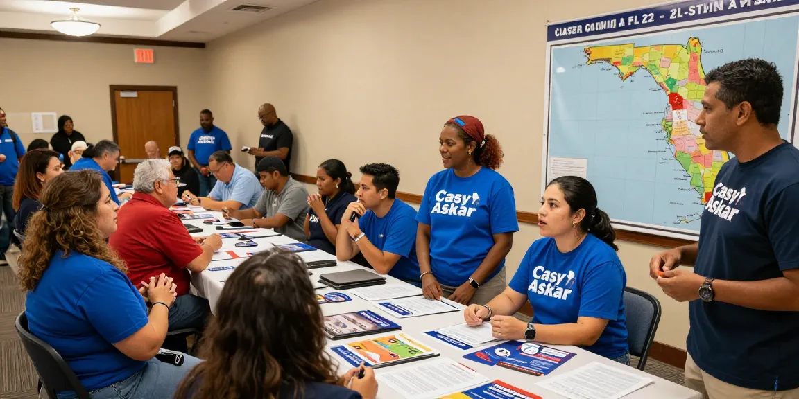 Community engagement event featuring Casey Askar campaign materials and volunteers.