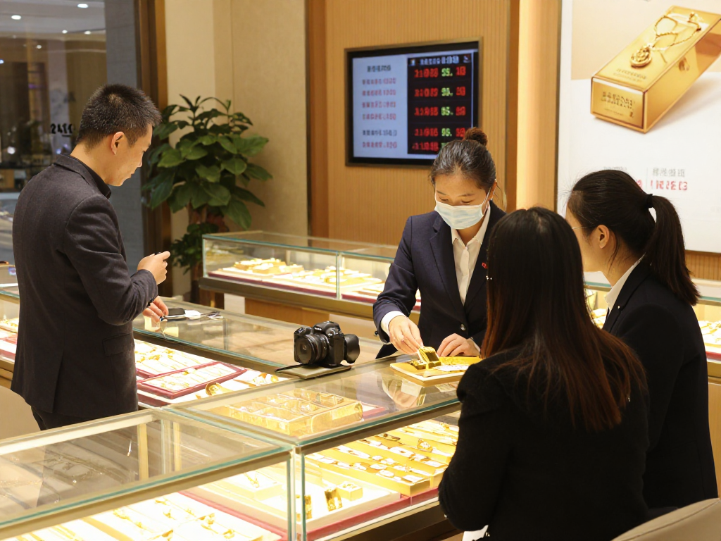 Showcase of mantra88 gold jewelry in an elegant store setting, highlighting trust and quality.