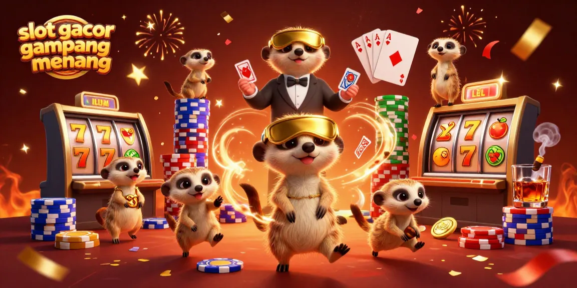 Spin to win with slot gacor gampang menang in a vibrant meerkat casino scene.