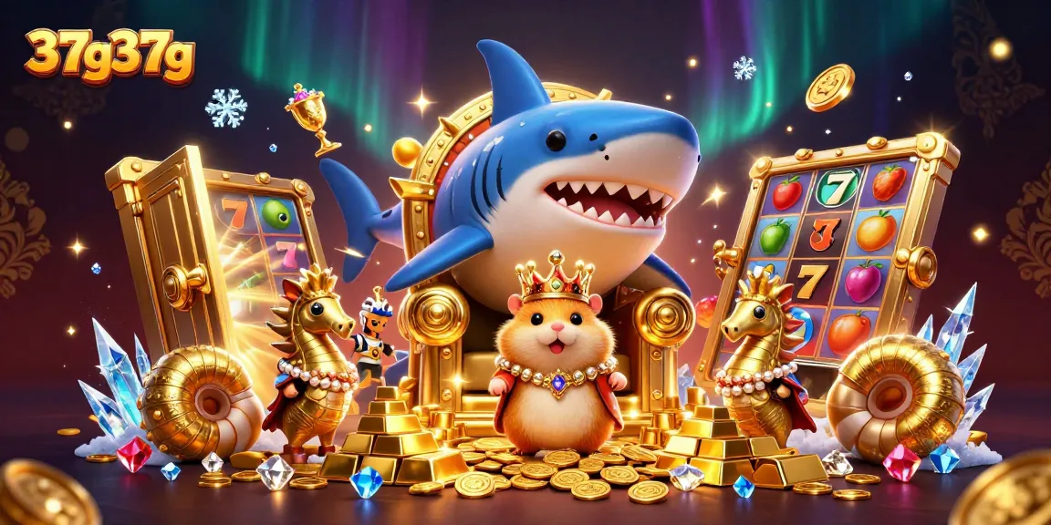 Engage with 37g37g's thrilling slot adventure showcasing a fierce hamster king amidst treasure in a dynamic 3D scene.