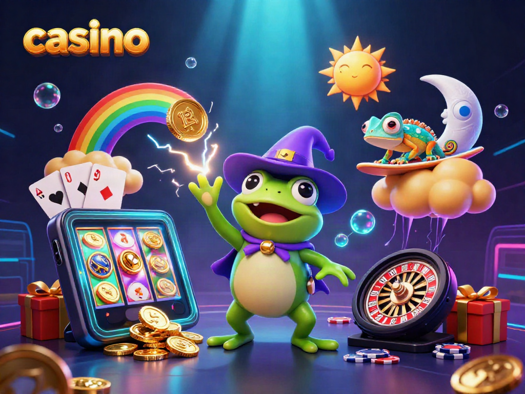 Experience the magic of casino gameplay with a vibrant scene filled with golden coins and fun characters.