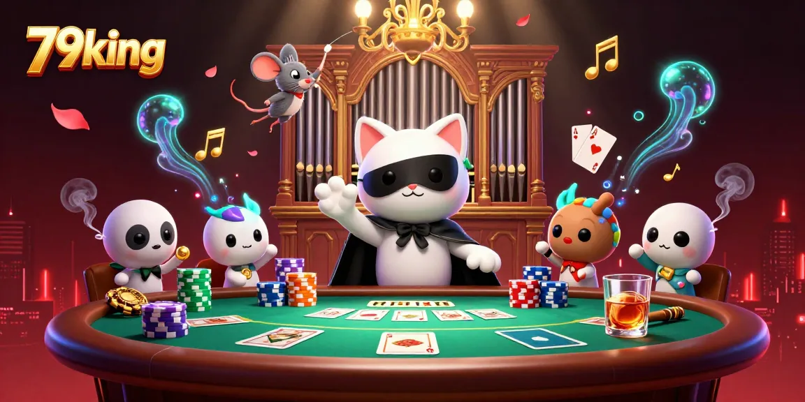 Experience the excitement of 79king with vibrant casino-themed 3D illustration showcasing poker cards and chips.